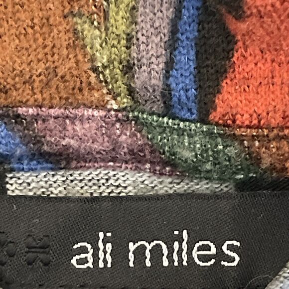 Ali Miles Top Blouse Large Geometric Artsy Art To Wear Cowl Neck Aztec Lagenlook - Picture 10 of 13